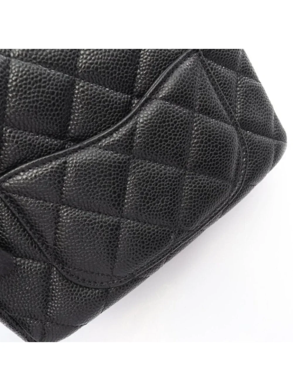 Chanel Shoulder Bag Mini Quilted CC Snake Black Caviar Leather Mini Chain